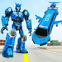 Flying Limo Robot Car Transform Police Robot Game APKs MOD