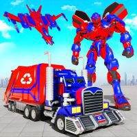 Flying Garbage Truck Robot Transform Robot Games APKs MOD